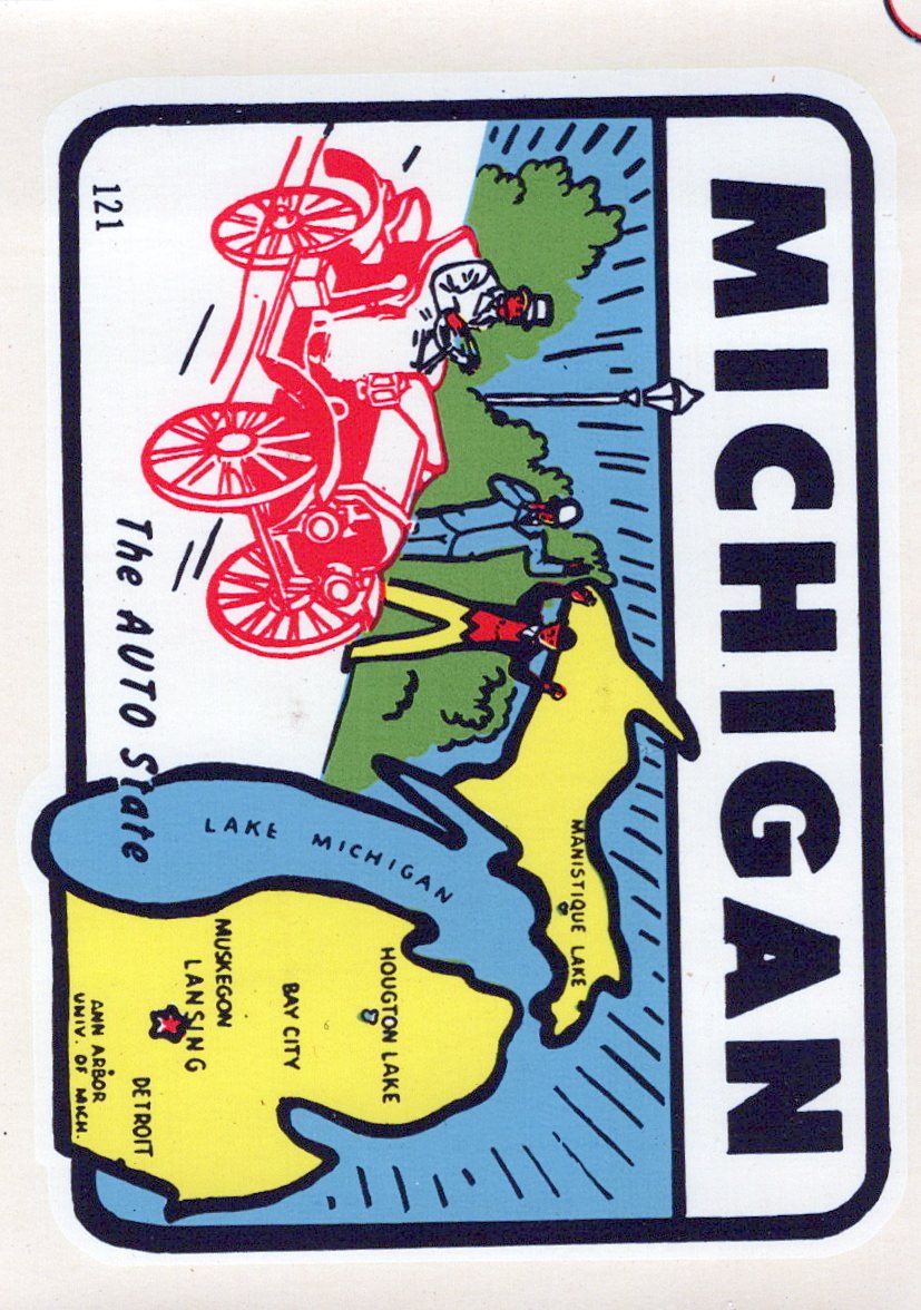 (image for) Michigan (2) The Auto State Vintage Vacation Stickers